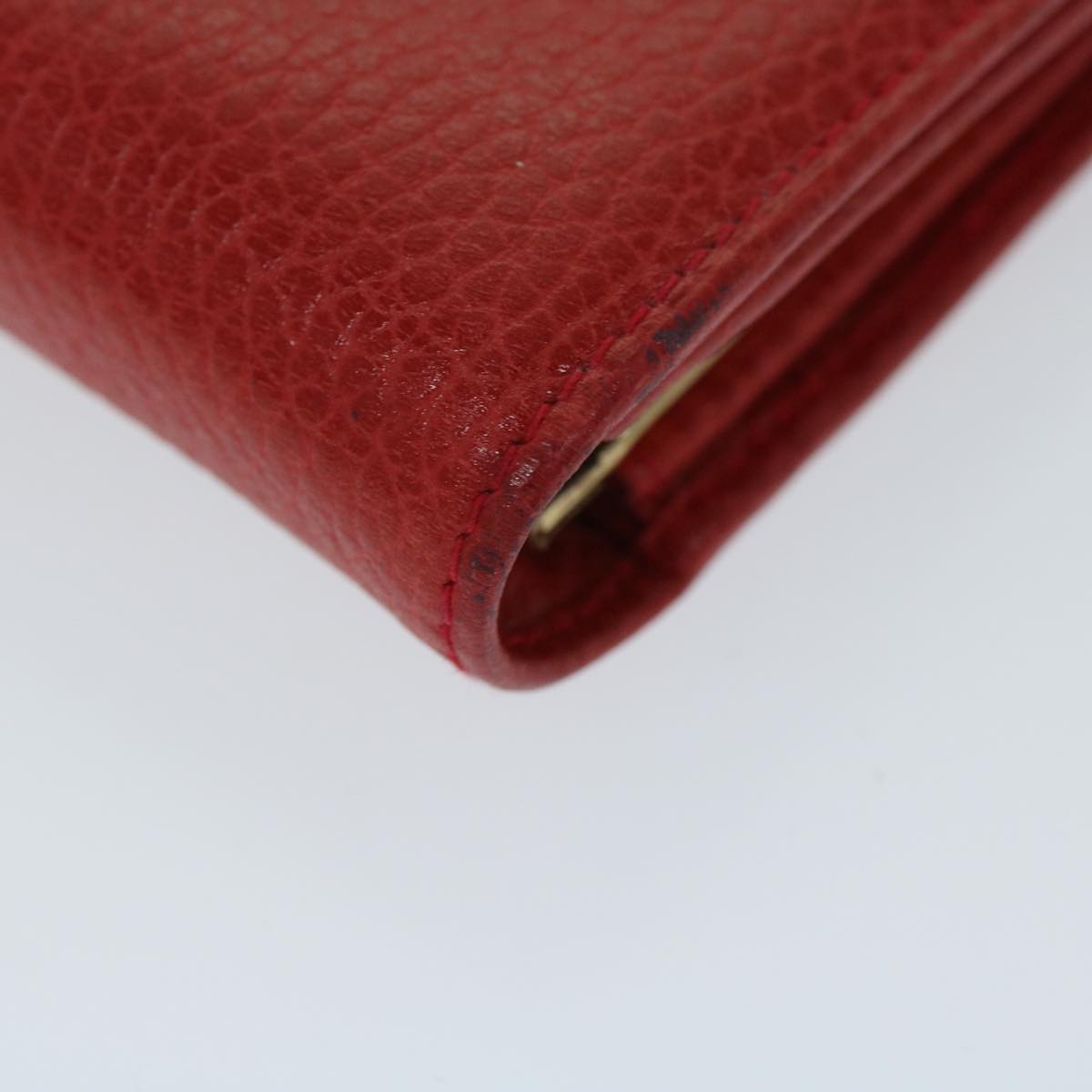 CELINE Wallet Leather Red Auth 68033