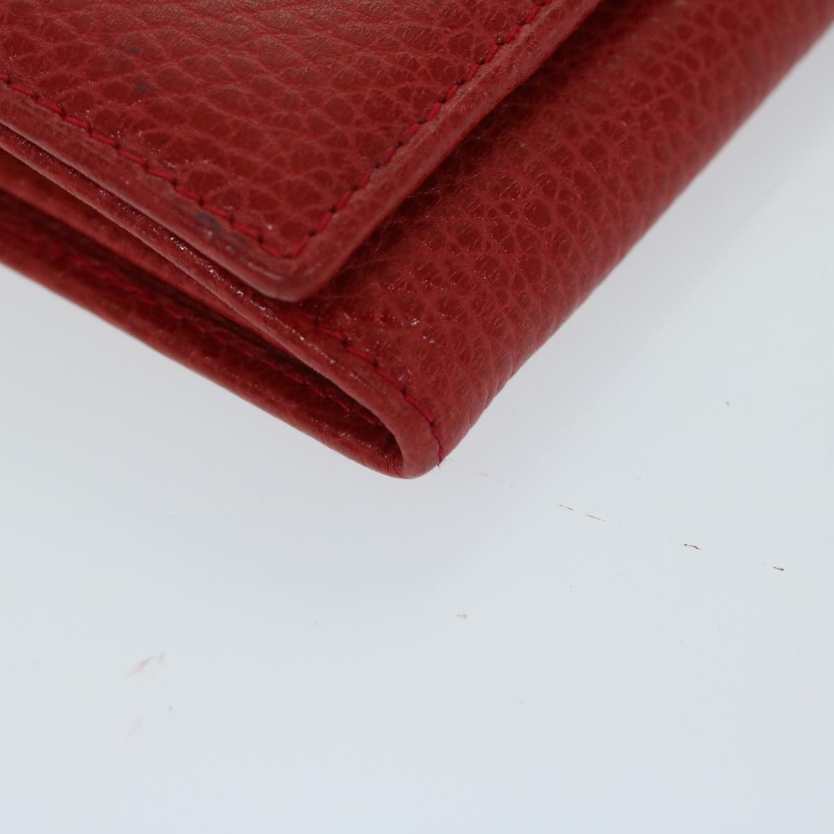 CELINE Wallet Leather Red Auth 68033