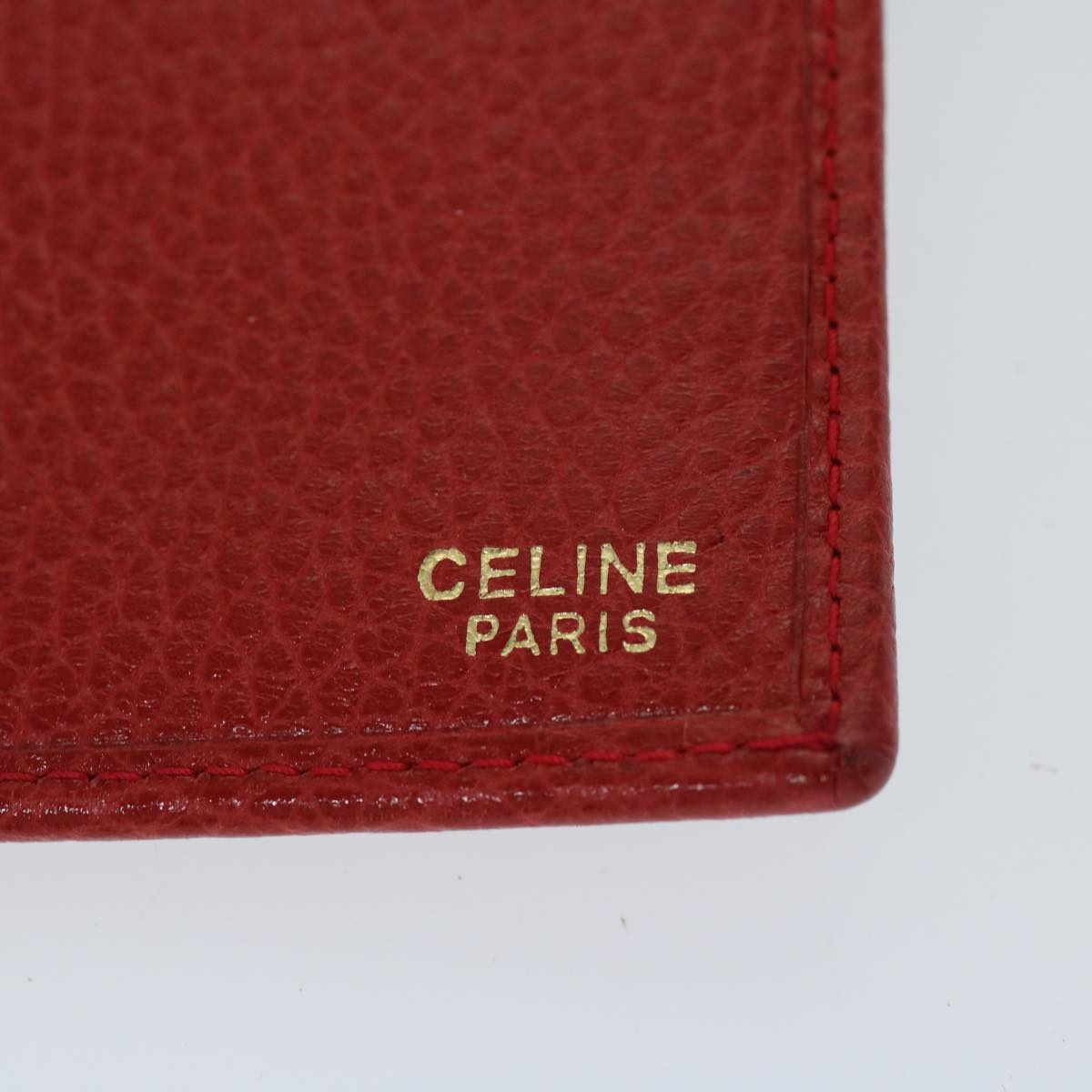 CELINE Wallet Leather Red Auth 68033