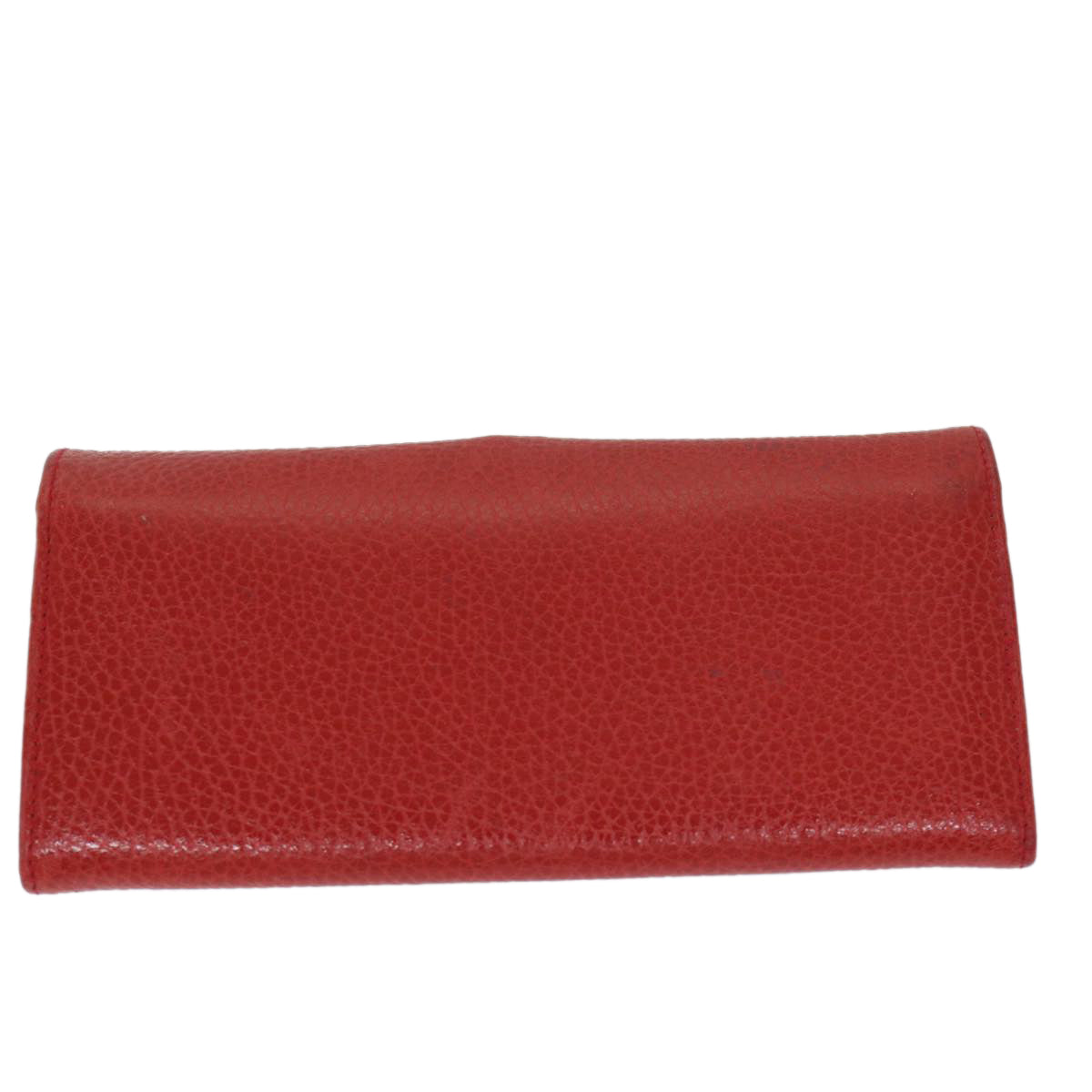 CELINE Wallet Leather Red Auth 68033