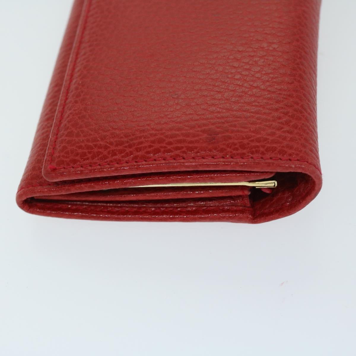 CELINE Wallet Leather Red Auth 68033