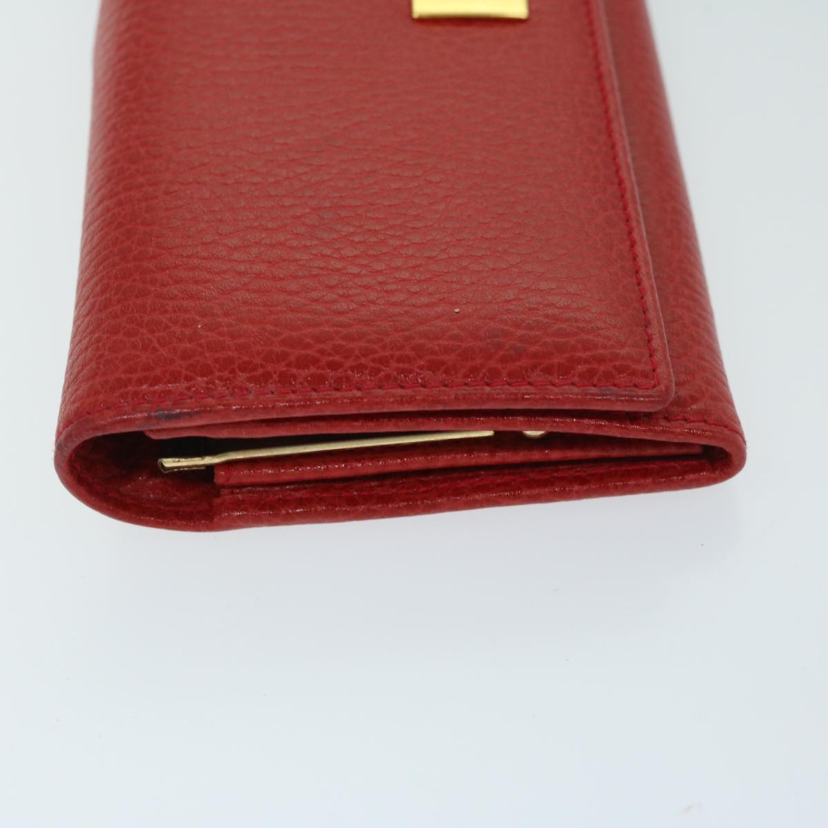 CELINE Wallet Leather Red Auth 68033