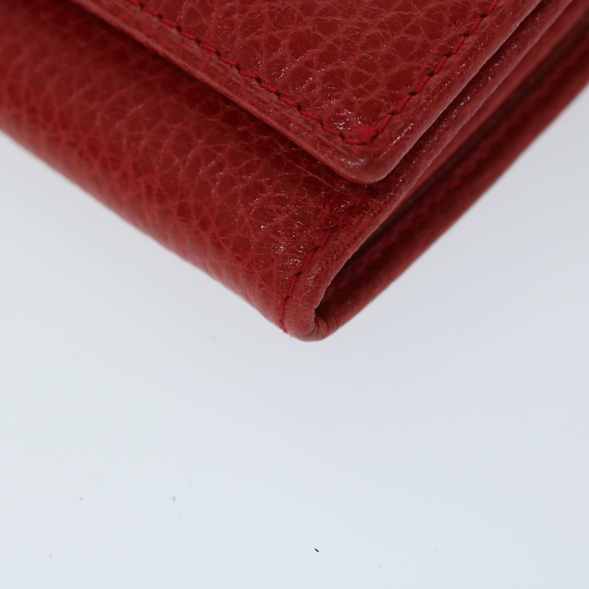 CELINE Wallet Leather Red Auth 68033