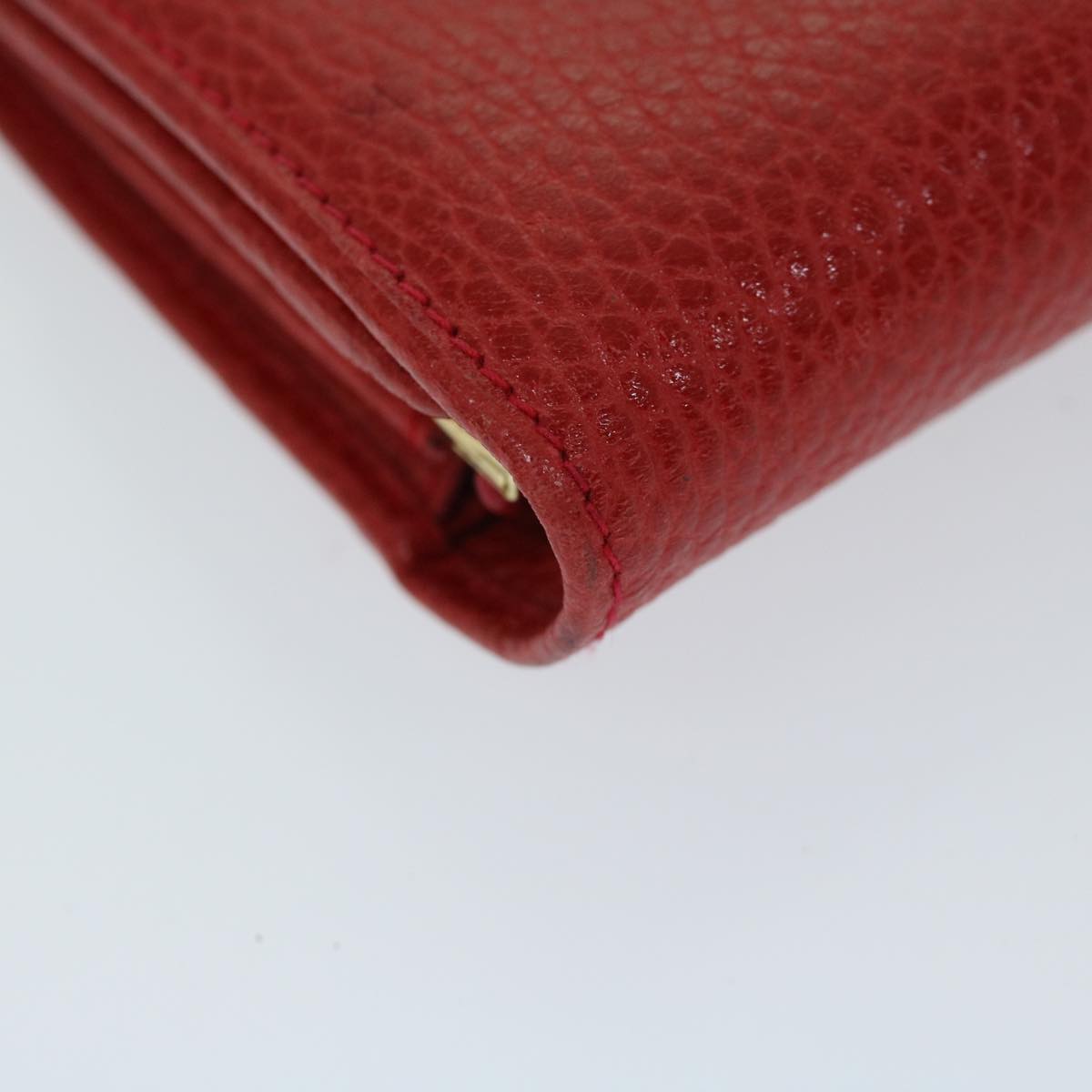 CELINE Wallet Leather Red Auth 68033