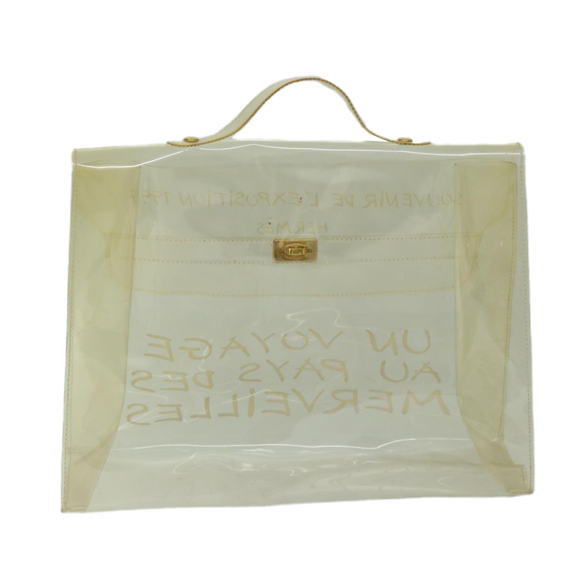 HERMES Vinyl Kelly Hand Bag Vinyl Clear Auth 68037