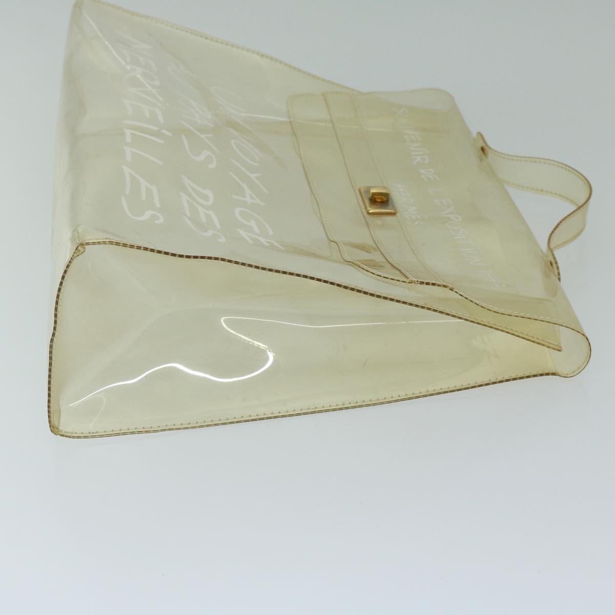 HERMES Vinyl Kelly Hand Bag Vinyl Clear Auth 68037