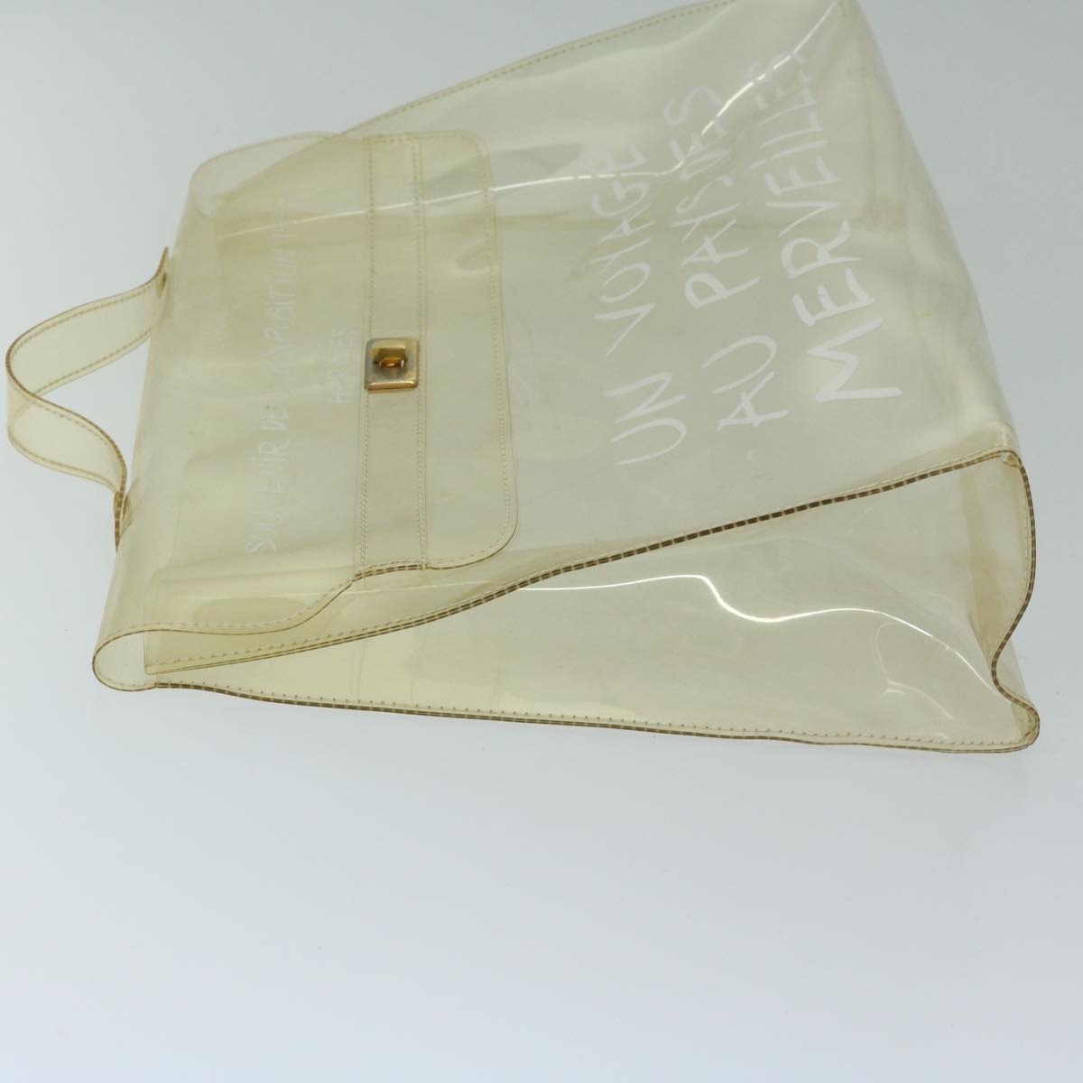 HERMES Vinyl Kelly Hand Bag Vinyl Clear Auth 68037