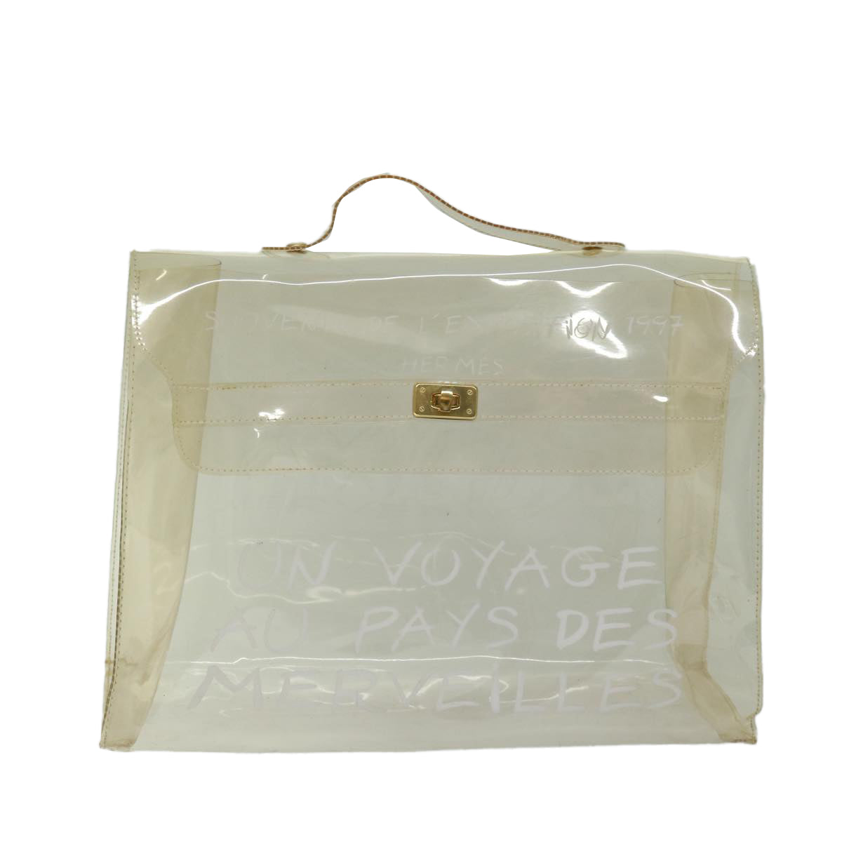 HERMES Vinyl Kelly Hand Bag Vinyl Clear Auth 68038