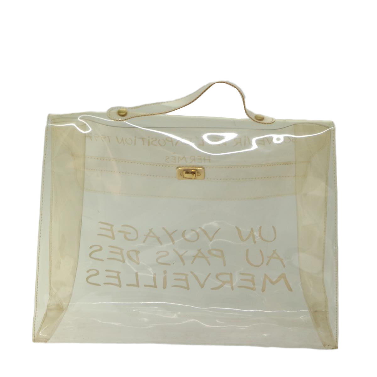 HERMES Vinyl Kelly Hand Bag Vinyl Clear Auth 68038