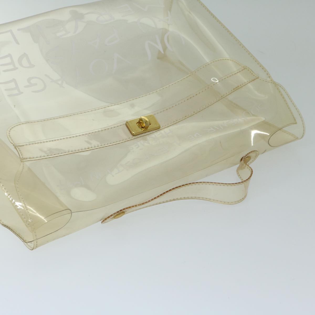 HERMES Vinyl Kelly Hand Bag Vinyl Clear Auth 68038