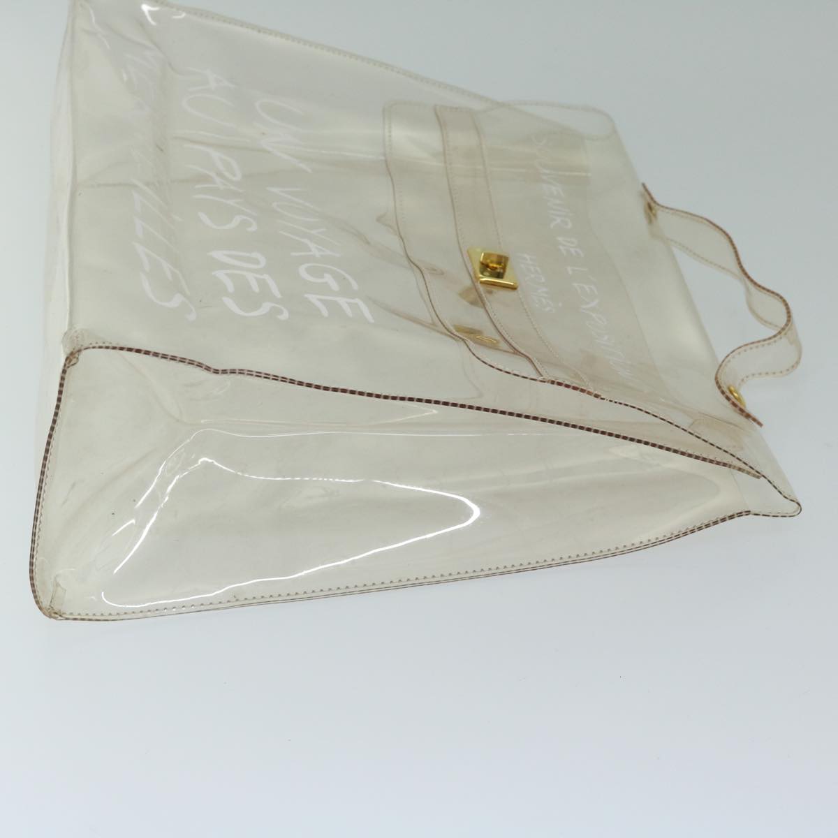 HERMES Vinyl Kelly Hand Bag Vinyl Clear Auth 68039