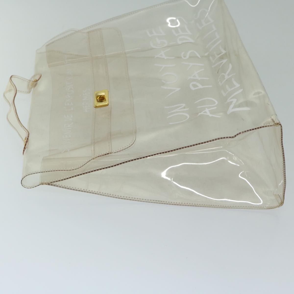 HERMES Vinyl Kelly Hand Bag Vinyl Clear Auth 68039