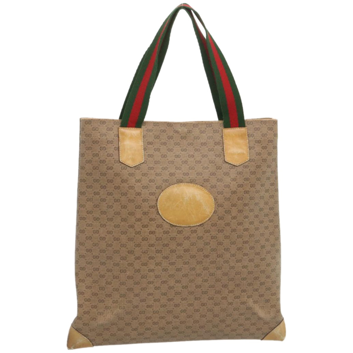 GUCCI Micro GG Supreme Web Sherry Line Tote Bag Beige 02 37 1300 Auth 68047