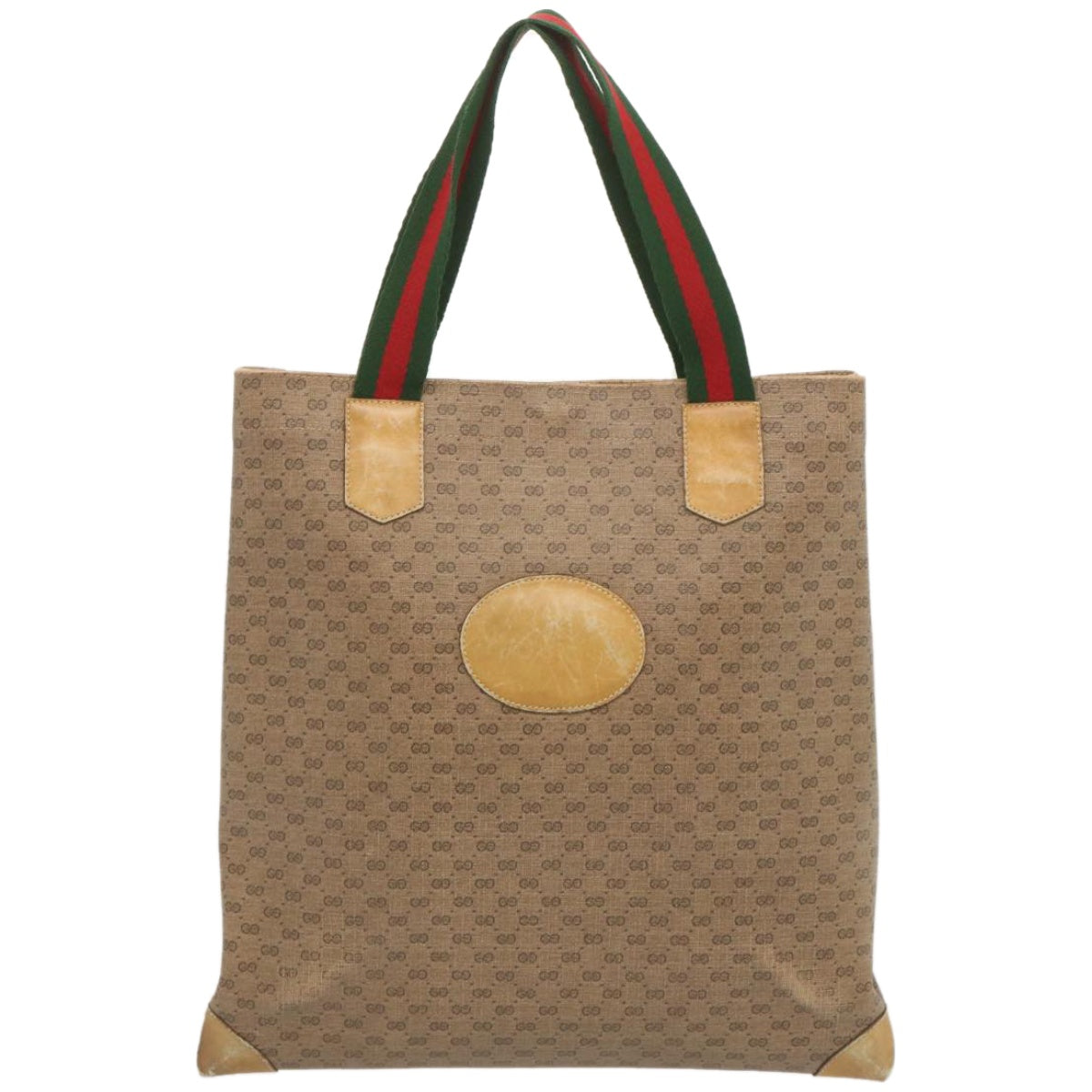 GUCCI Micro GG Supreme Web Sherry Line Tote Bag Beige 02 37 1300 Auth 68047