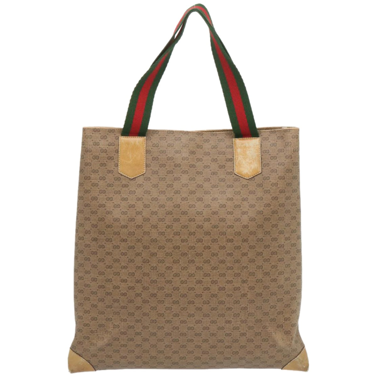 GUCCI Micro GG Supreme Web Sherry Line Tote Bag Beige 02 37 1300 Auth 68047