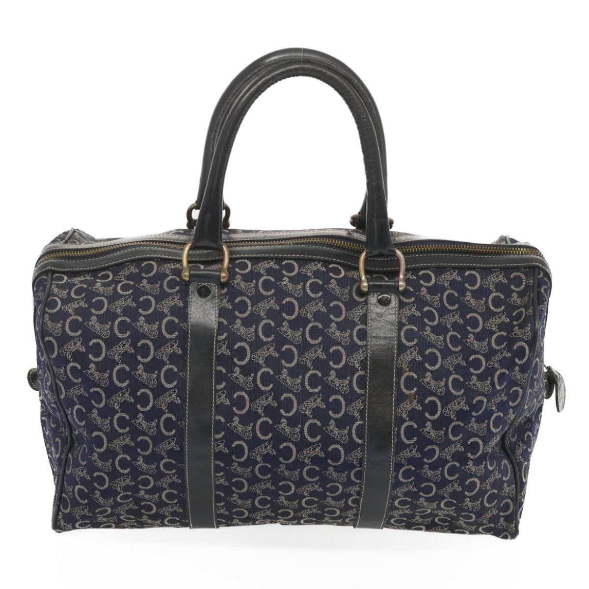 CELINE C Macadam Canvas Boston Bag Navy Auth 68080