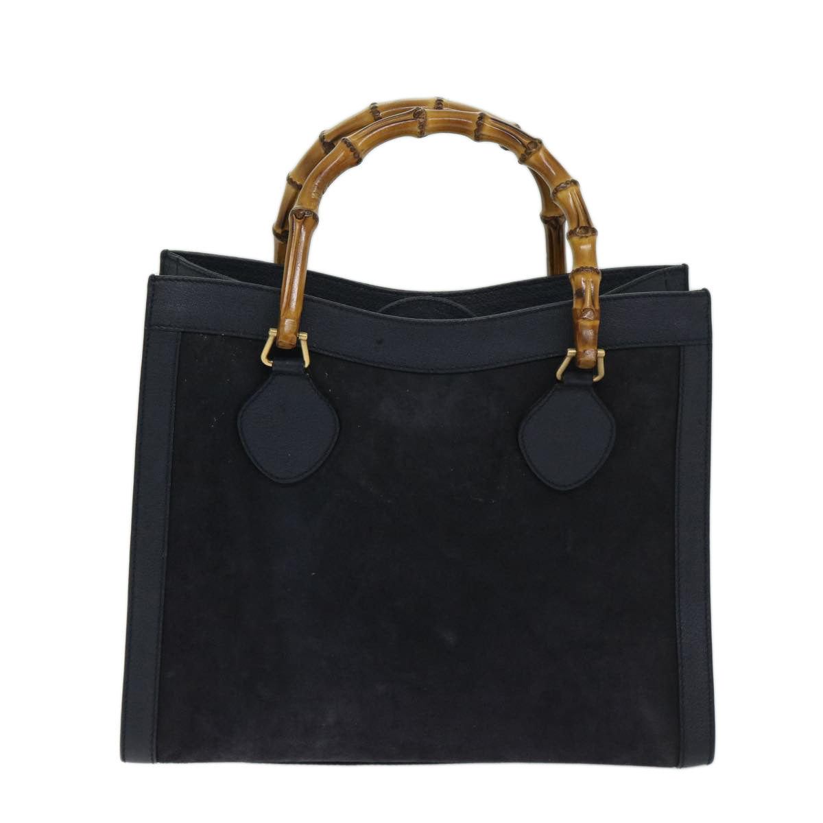 GUCCI Bamboo Hand Bag Suede Navy 002 123 0260 Auth 68127