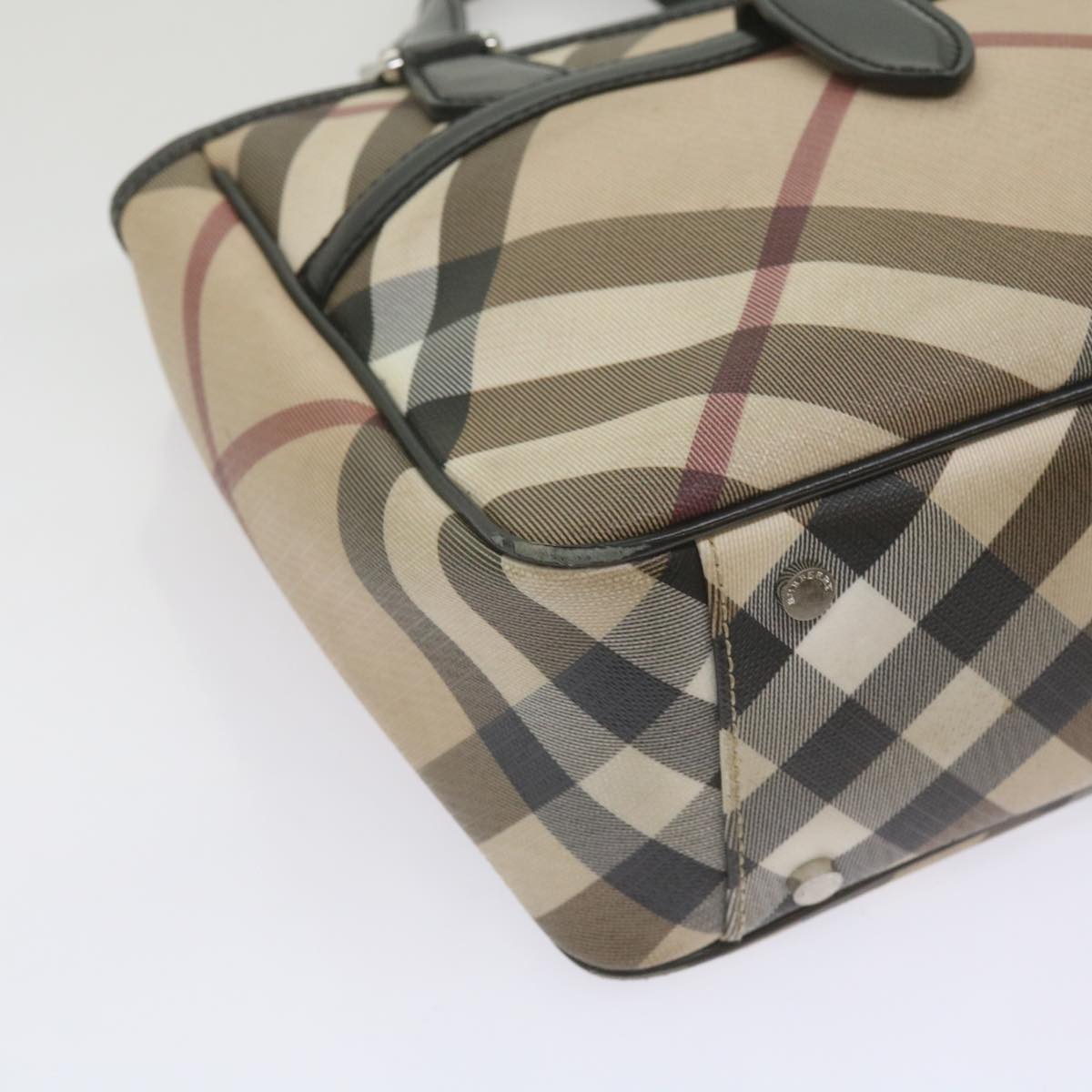 BURBERRY Nova Check Hand Bag PVC Beige Auth 68142