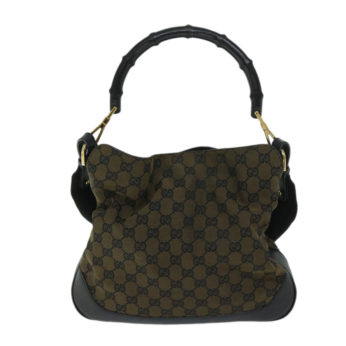 GUCCI GG Canvas Bamboo Hand Bag 2way Black Auth 68143