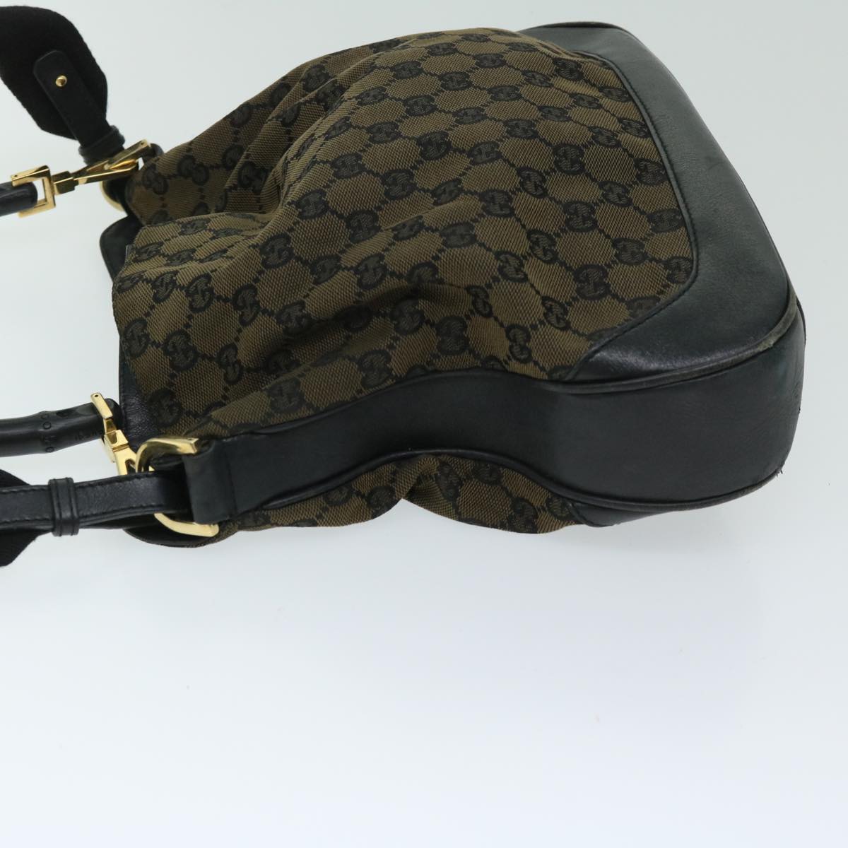 GUCCI GG Canvas Bamboo Hand Bag 2way Black Auth 68143