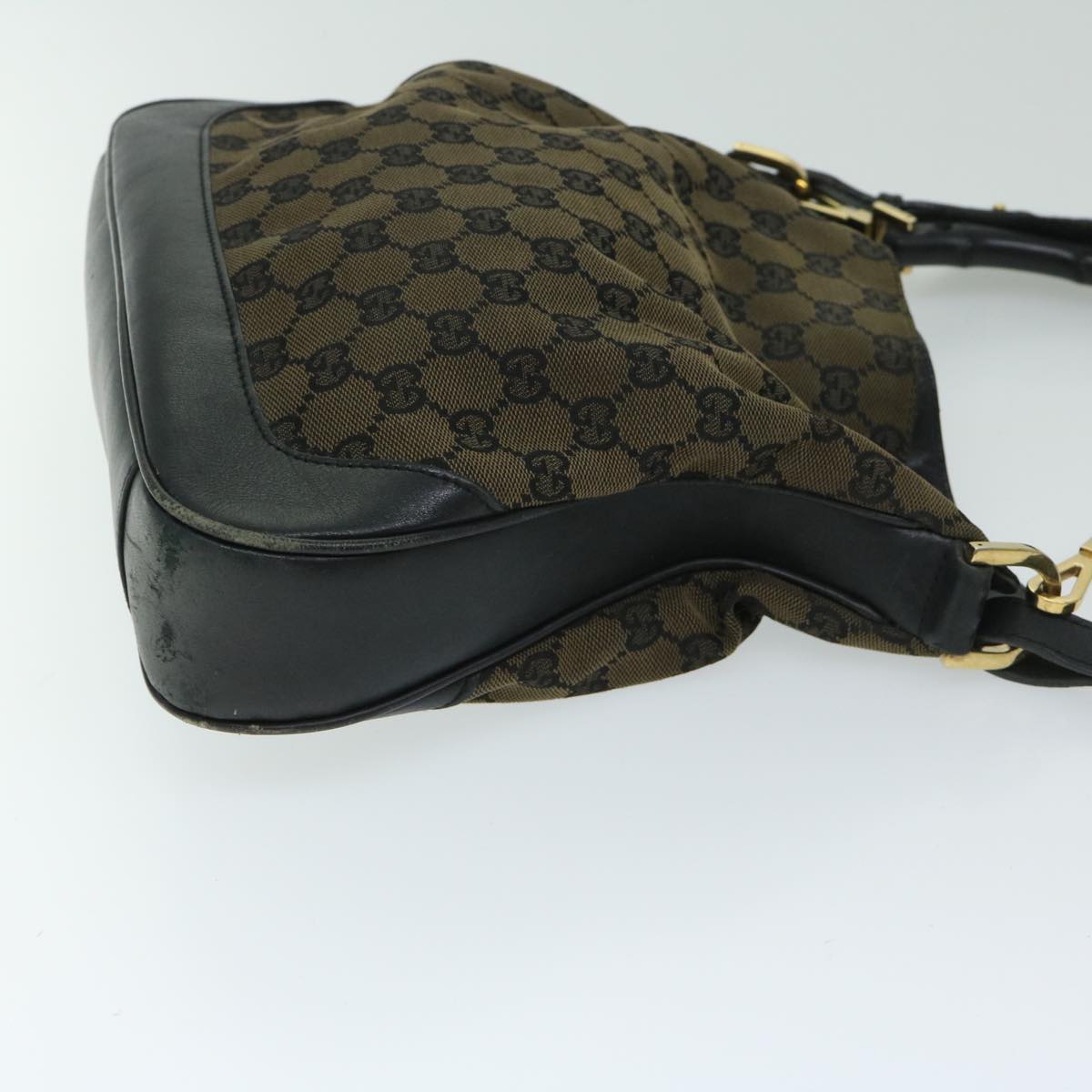 GUCCI GG Canvas Bamboo Hand Bag 2way Black Auth 68143