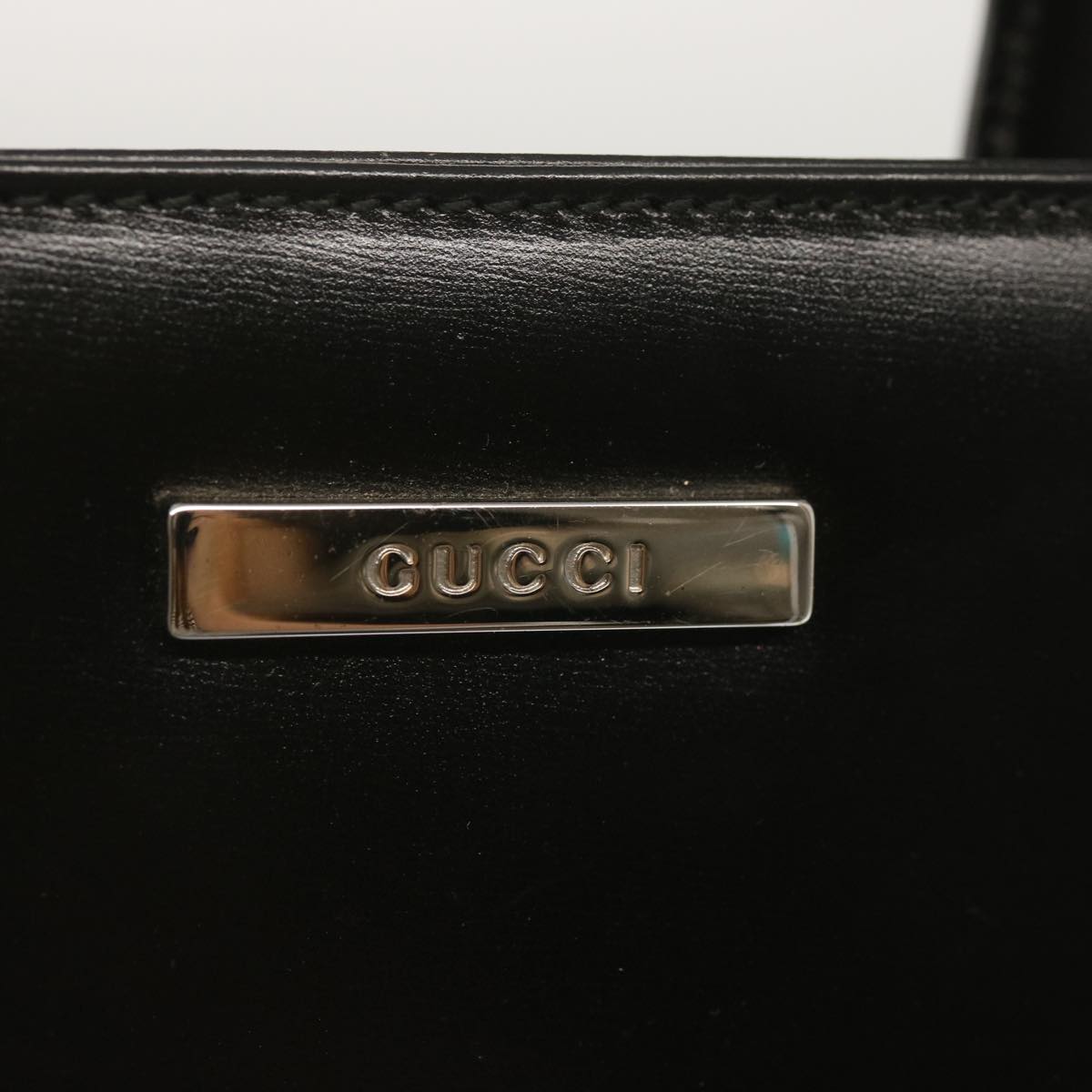 GUCCI Hand Bag Leather Black Auth 68145