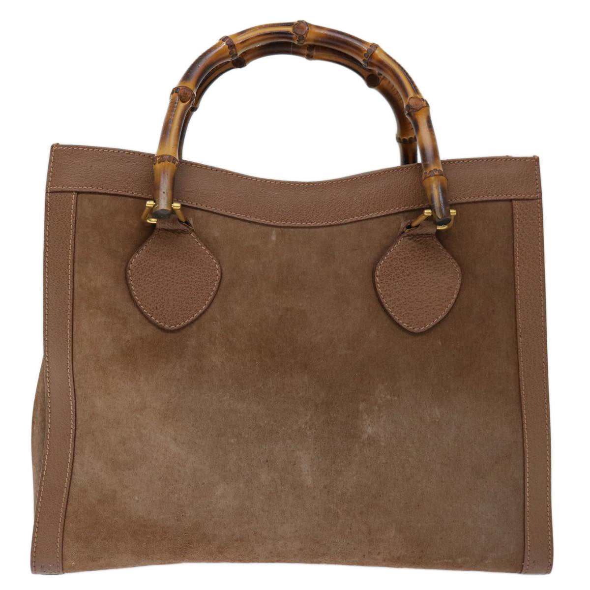 GUCCI Bamboo Hand Bag Suede Brown 002 1095 0260 Auth 68147