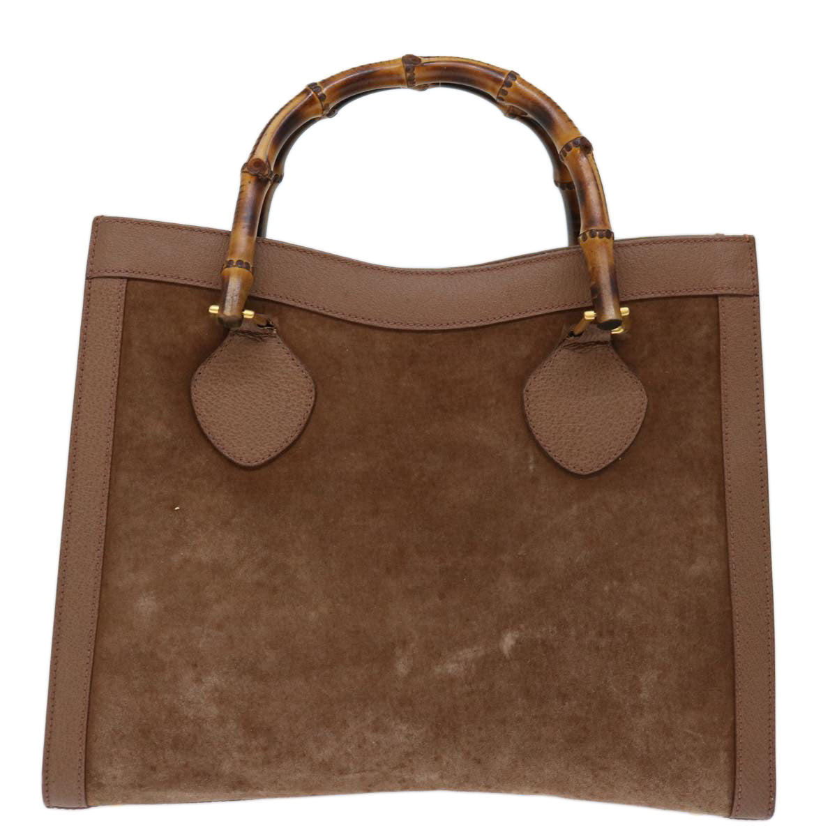 GUCCI Bamboo Hand Bag Suede Brown 002 1095 0260 Auth 68147