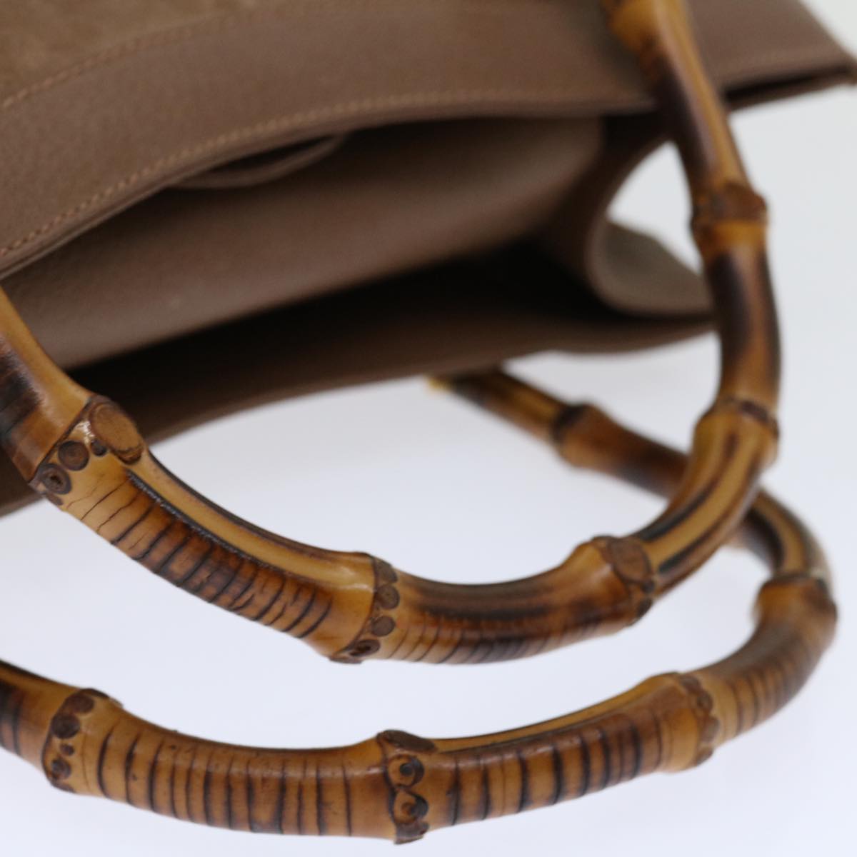 GUCCI Bamboo Hand Bag Suede Brown 002 1095 0260 Auth 68147