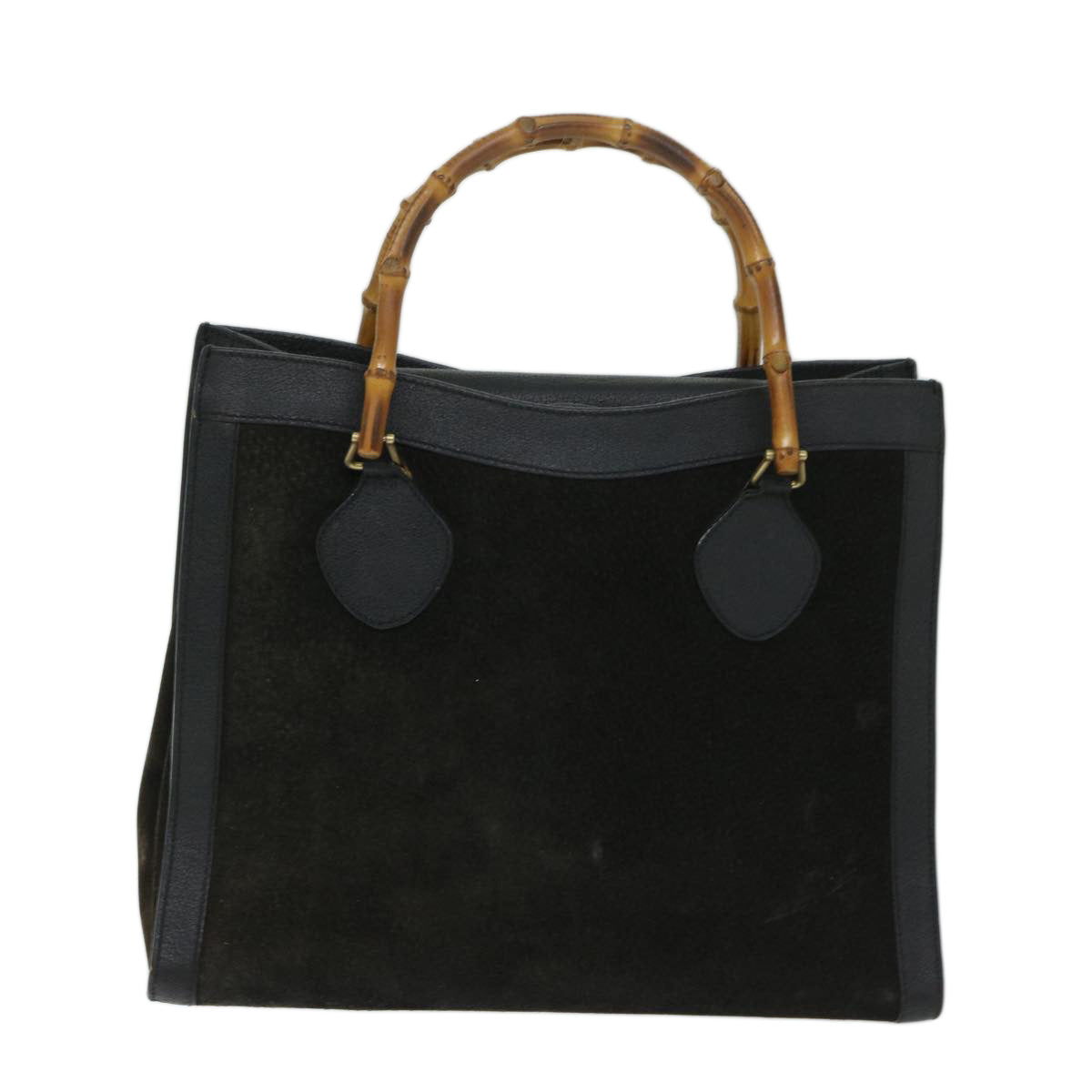 GUCCI Bamboo Hand Bag Suede Black 002 123 0260 Auth 68149