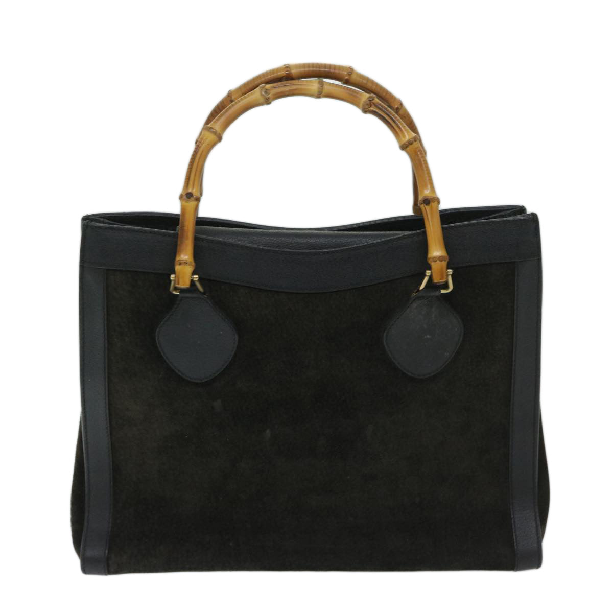 GUCCI Bamboo Hand Bag Suede Black 002 123 0260 Auth 68149