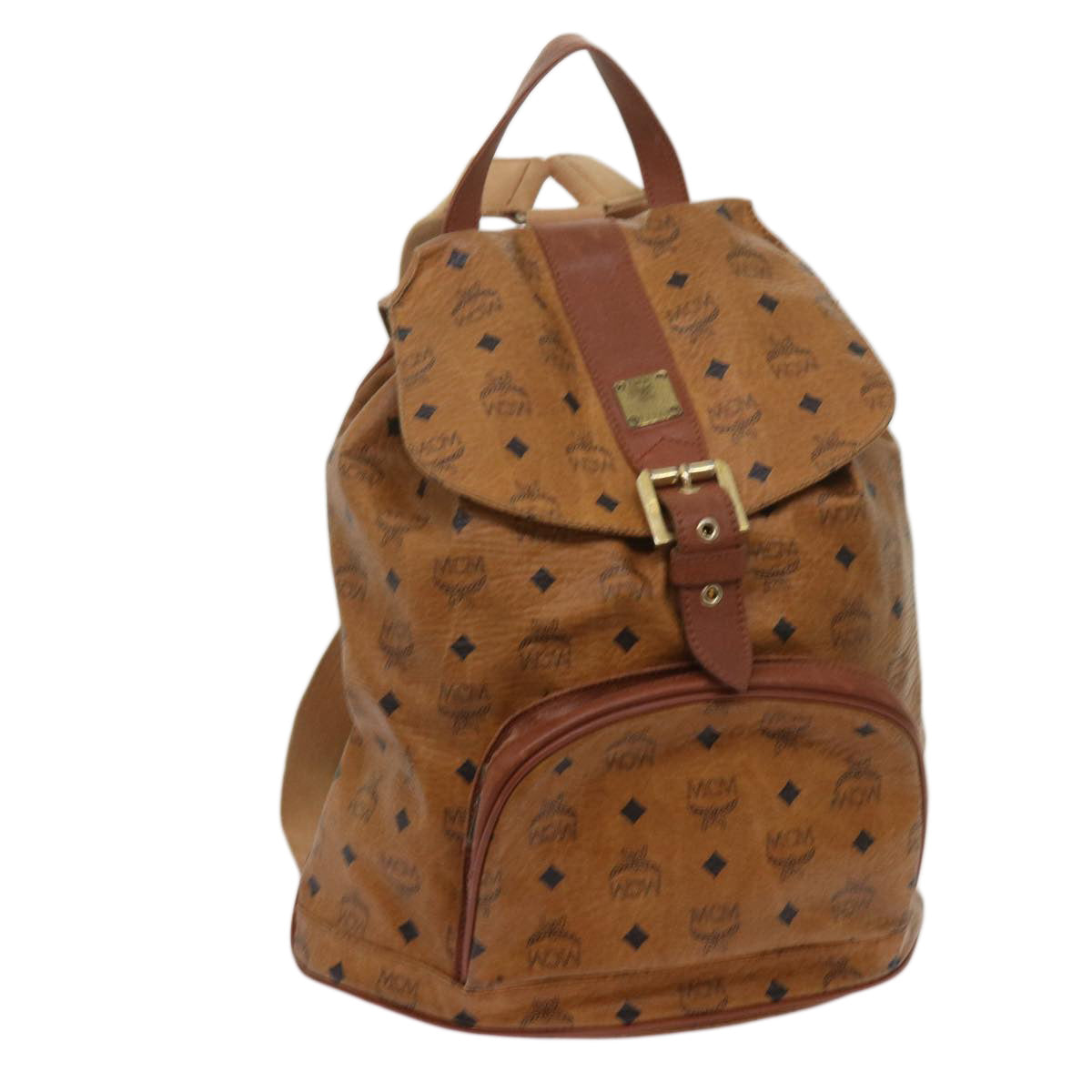 MCM Vicetos Logogram Backpack PVC Brown Auth 68162