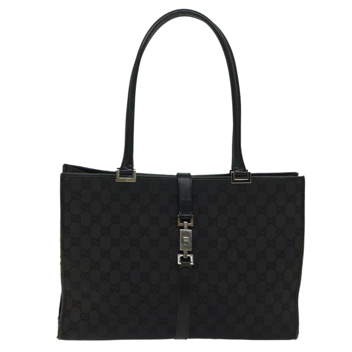 GUCCI GG Canvas Jackie Tote Bag Black Auth 68164