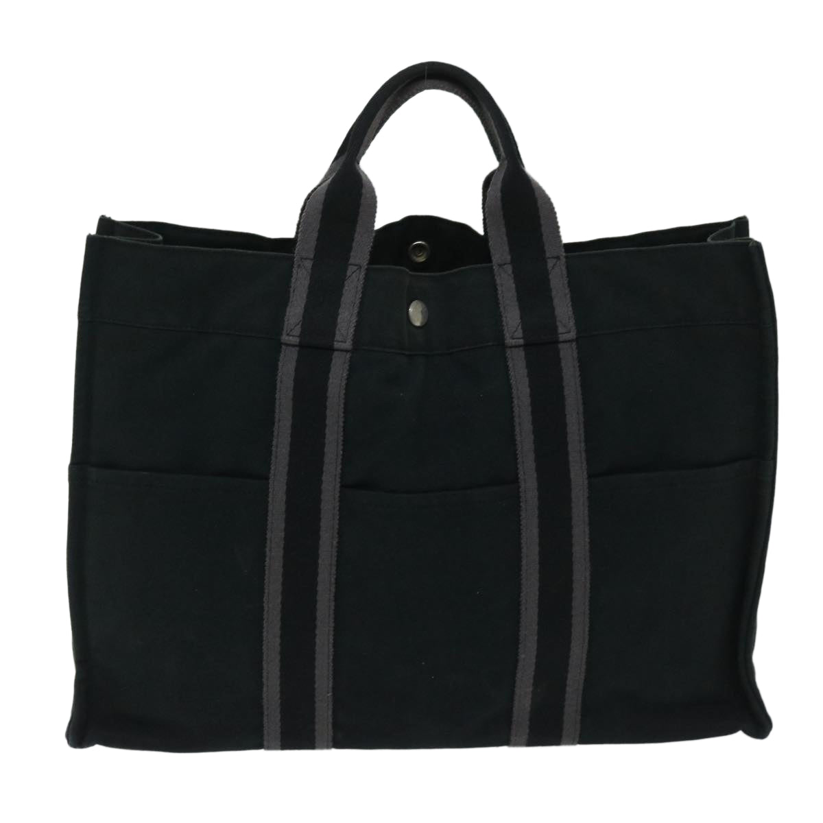 HERMES Fourre Tout MM Tote Bag Canvas Black Auth 68173