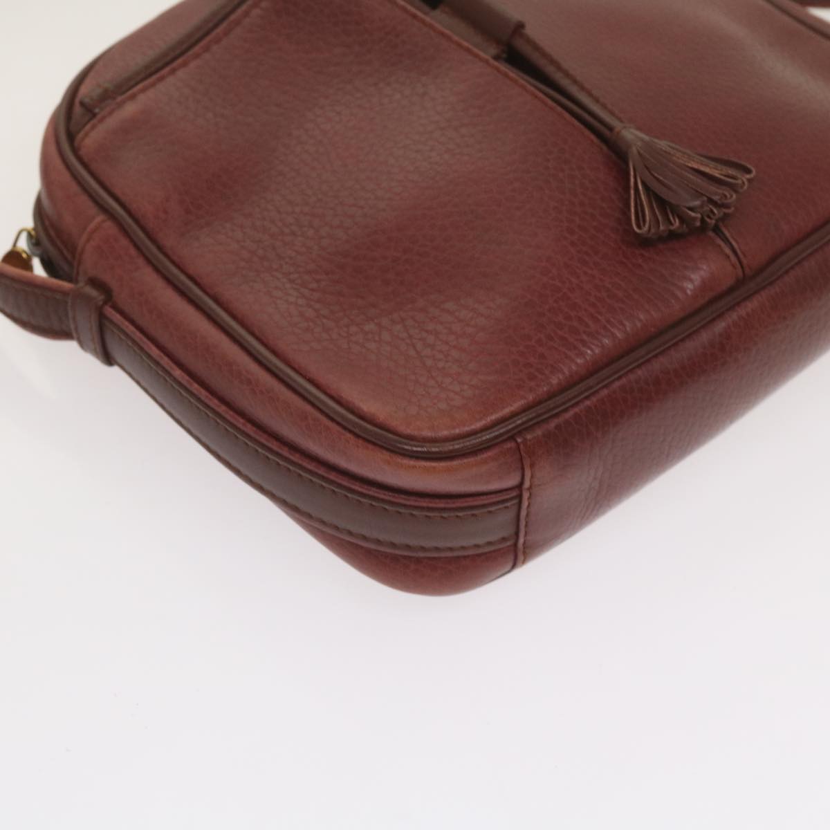 CARTIER Shoulder Bag Leather Wine Red Auth 68174