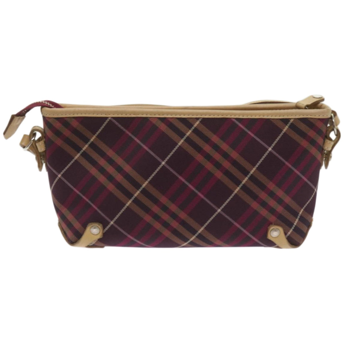 BURBERRY Nova Check Shoulder Bag Nylon Red Auth 68194