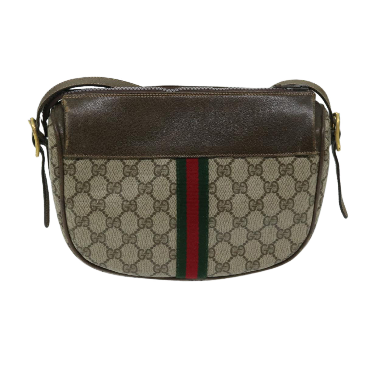 GUCCI GG Supreme Web Sherry Line Shoulder Bag PVC Beige 67 01 4001 Auth 68202