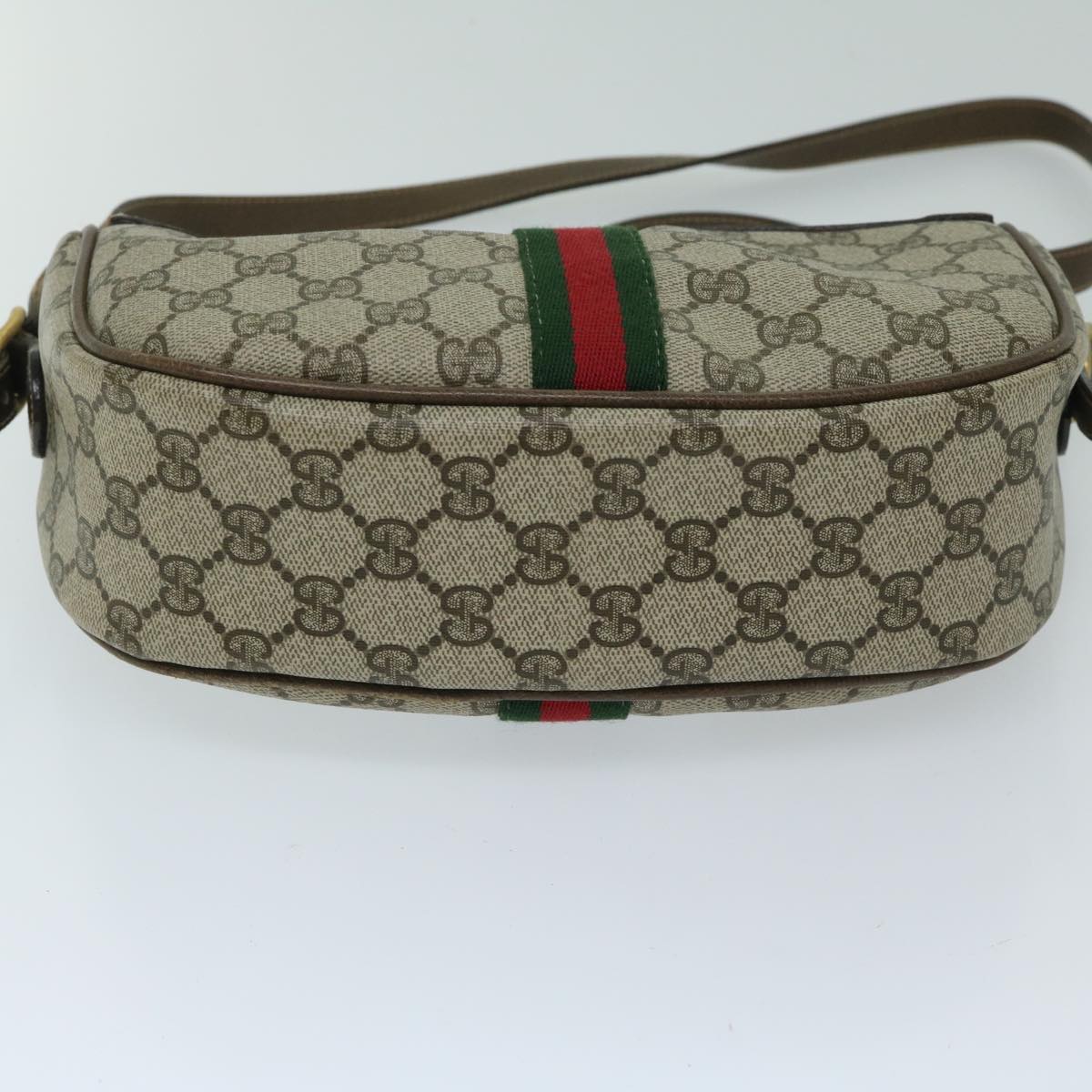 GUCCI GG Supreme Web Sherry Line Shoulder Bag PVC Beige 67 01 4001 Auth 68202