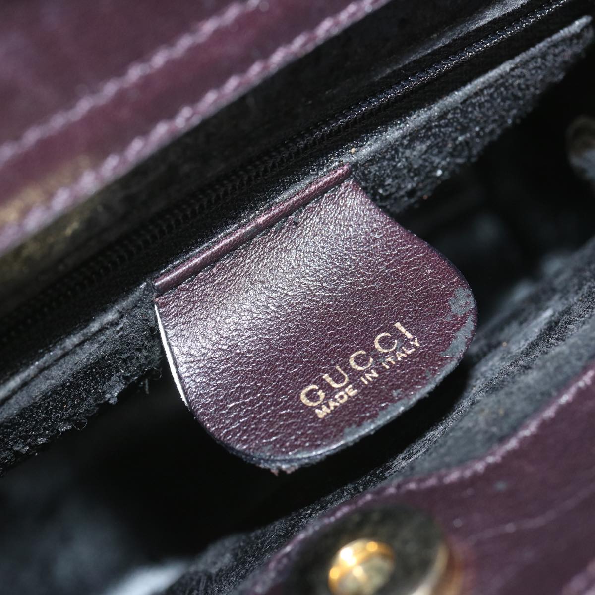 GUCCI Bamboo Hand Bag Leather Purple Auth 68206