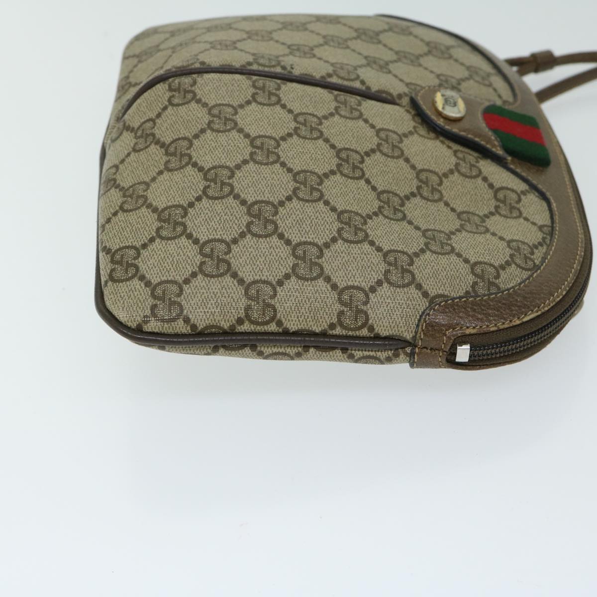 GUCCI GG Supreme Web Sherry Line Shoulder Bag PVC Beige 904 02 047 Auth 68207