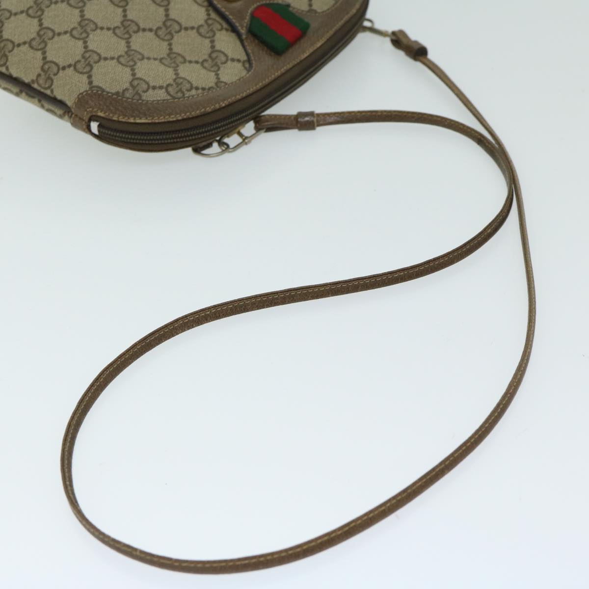 GUCCI GG Supreme Web Sherry Line Shoulder Bag PVC Beige 904 02 047 Auth 68207