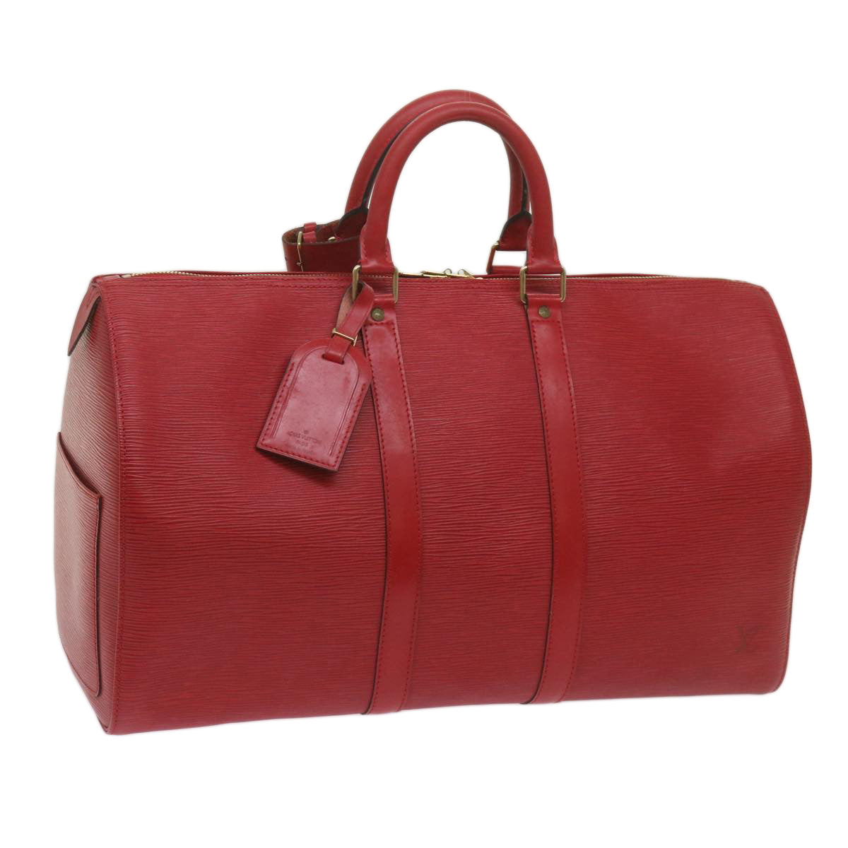 LOUIS VUITTON Epi Keepall 45 Boston Bag Red M42977 LV Auth 68219