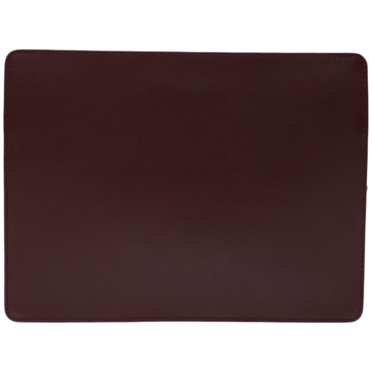 CARTIER Clutch Bag Leather Wine Red Auth 68226