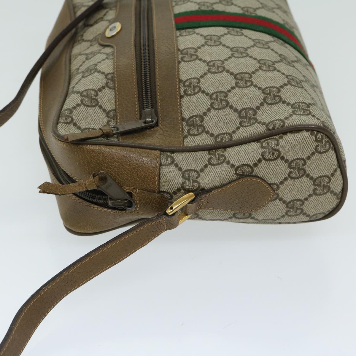 GUCCI GG Supreme Web Sherry Line Shoulder Bag PVC Beige 68 02 005 Auth 68227