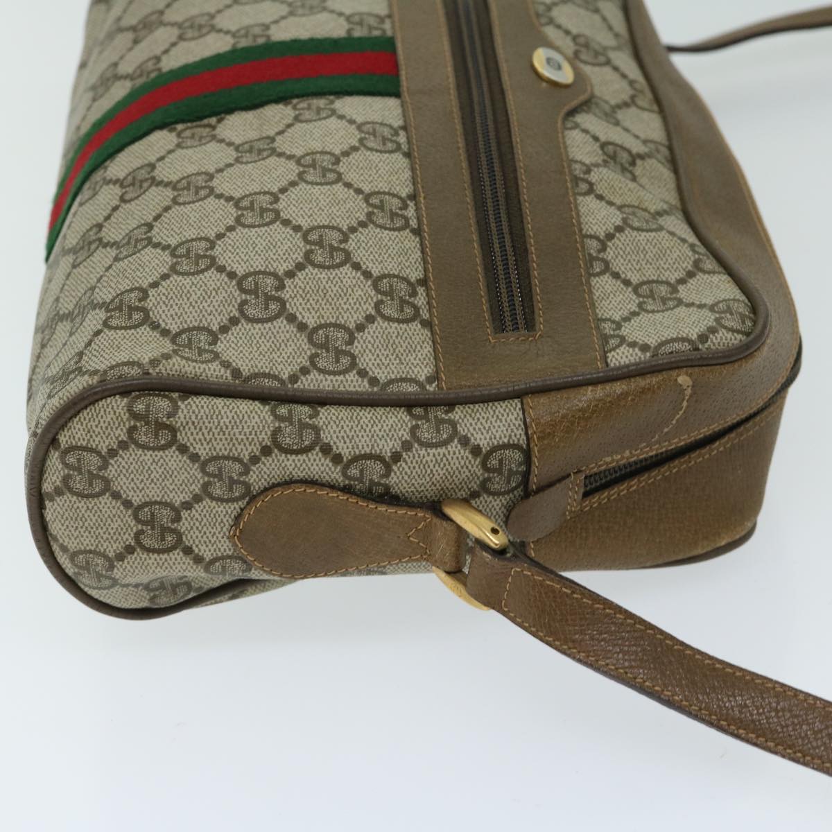 GUCCI GG Supreme Web Sherry Line Shoulder Bag PVC Beige 68 02 005 Auth 68227