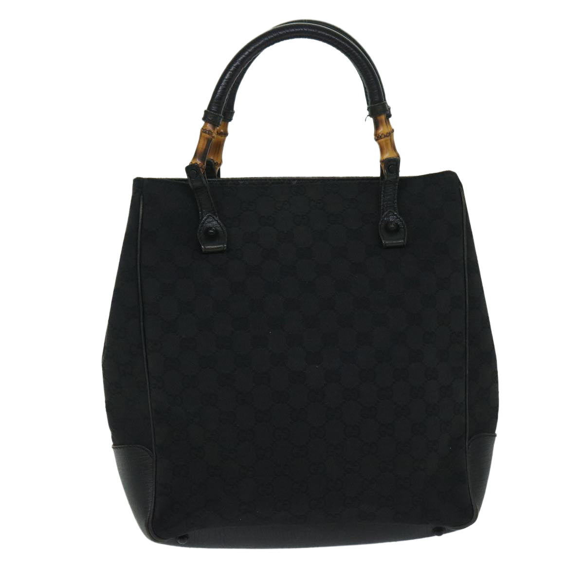 GUCCI GG Canvas Bamboo Hand Bag Black Auth 68250