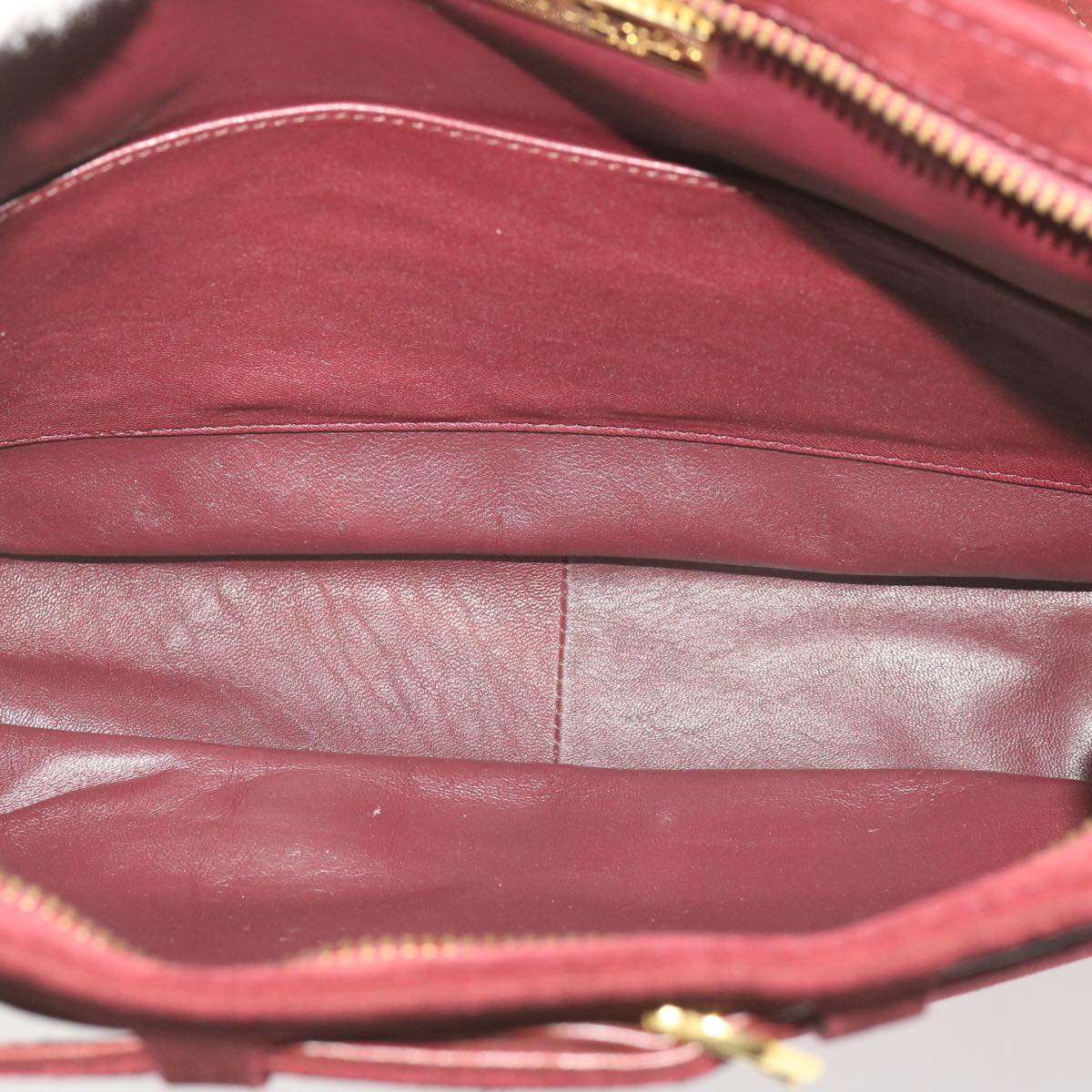 CARTIER Shoulder Bag Suede Leather Wine Red Auth 68255