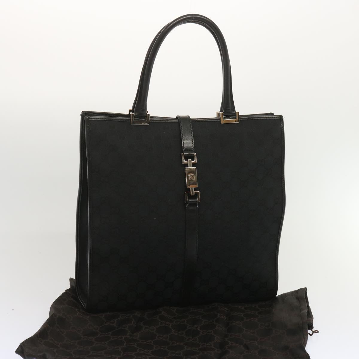 GUCCI Jackie GG Canvas Hand Bag Black 002 1064 Auth 68287