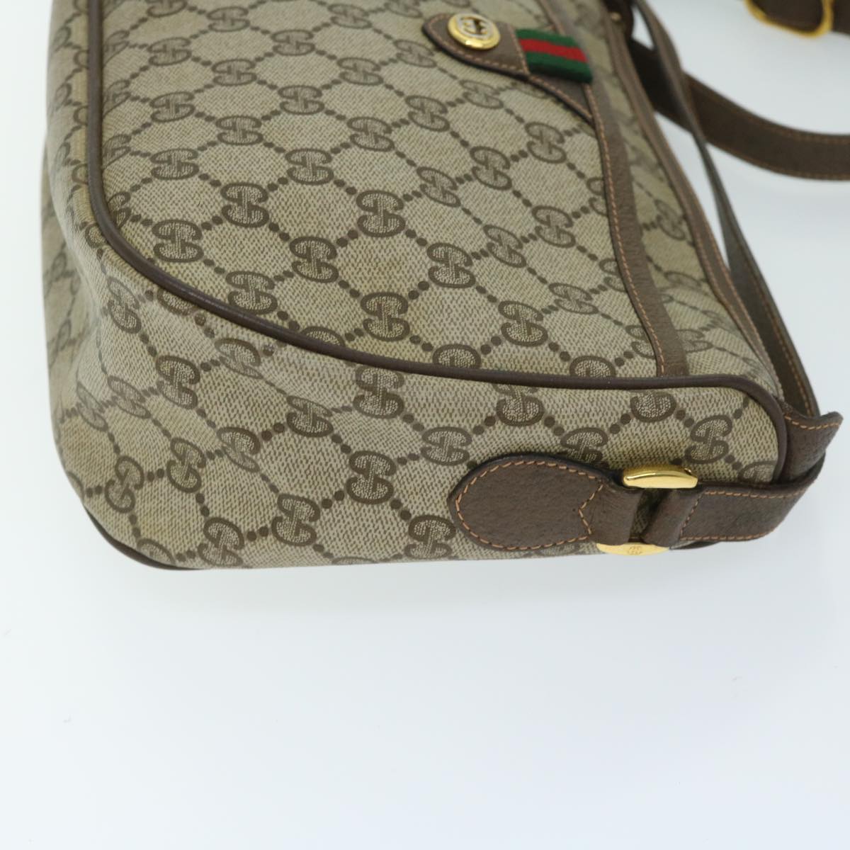 GUCCI GG Supreme Web Sherry Line Shoulder Bag PVC Beige 89 02 077 Auth 68322