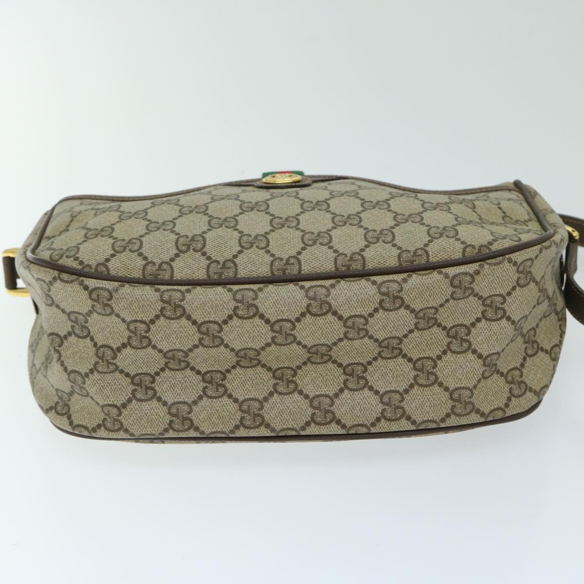 GUCCI GG Supreme Web Sherry Line Shoulder Bag PVC Beige 89 02 077 Auth 68322